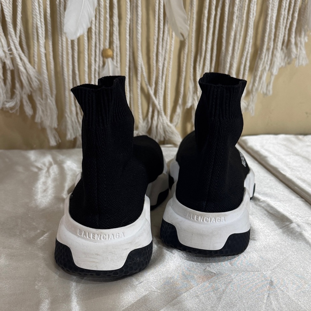 Balenciaga Women's Black and White Sock Sneakers - Picture 2 of 6